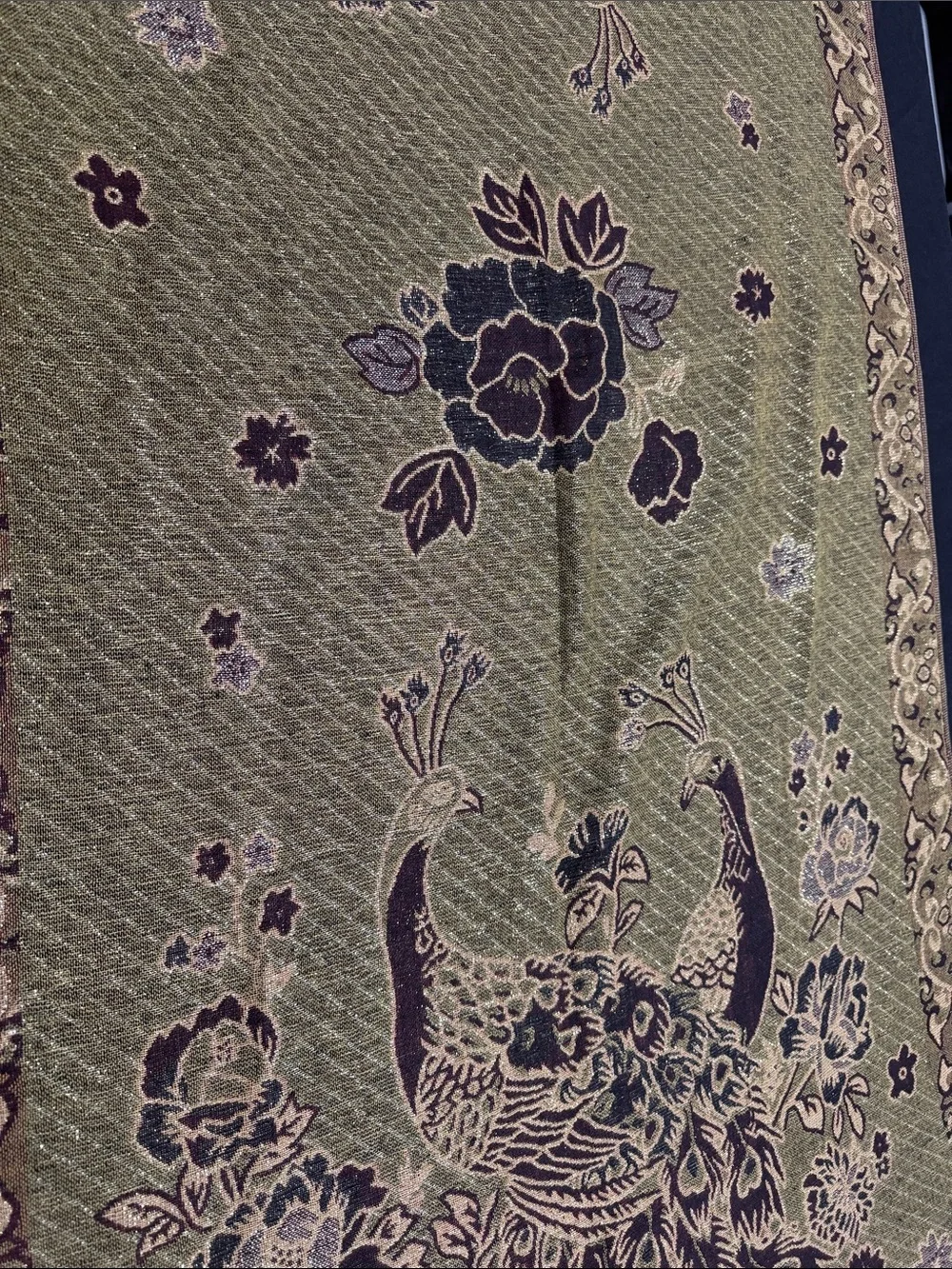 pashmina Red and Olive Floral Paisley Wrap